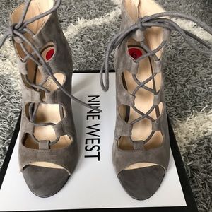 Suede lace up booties